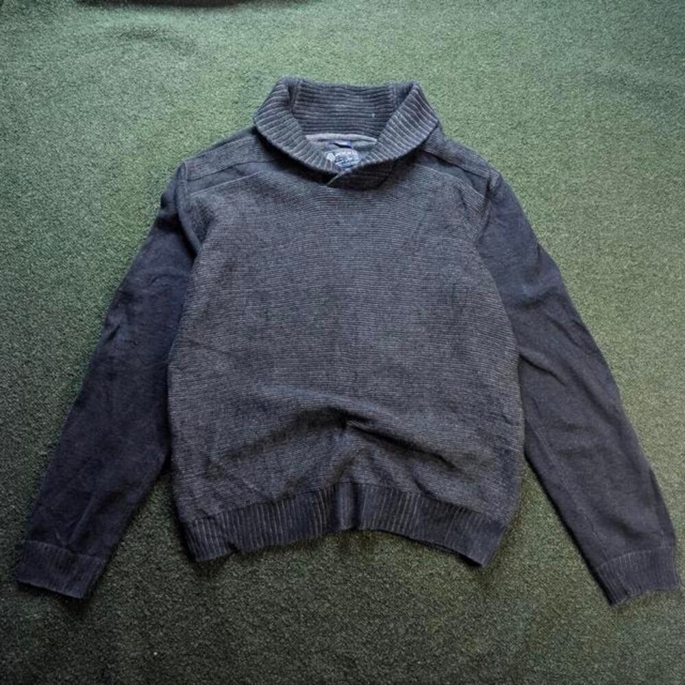 AMERICAN RAG Mens Shawl Collar Ribbed Knit Pullover Sweater Charcoal Grey XL